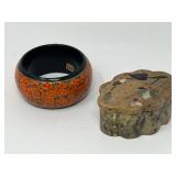 Stone Inlay Trinket Box & Wide Floral Bangle Bracelet – Made in India