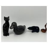 Four Carved Animal Figurines – Mixed Materials & Makers