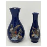 Vintage Japanese Ceramic Vases with Bird & Floral Decoration