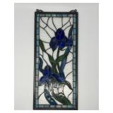 Leaded Stained-Glass Panel with Iris Design
