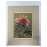 Pink Peony, 1984 – Vintage Matted Lithograph