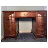 Traditional Wooden Executive Desk with Brass Pulls