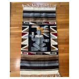 Handwoven Pictorial Textile with Central Figure and Geometric Border