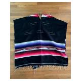 Hand‑Woven Southwestern Serape with Fringe and Diamond Pattern