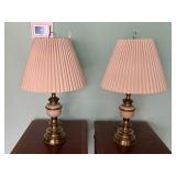 Pair of Classic Cream & Brass Table Lamps
