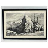 Lloyd Harting Framed Yosemite “Half Dome” Camp Curry Print – Landscape