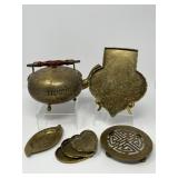 Vintage Brass Teapot and Decorative Brass Trays – Collector’s Mix