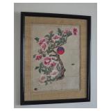 Embroidered Textile Art – Blossoming Branch with Vase and Medallion