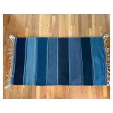 Handwoven Blue Striped Textile Rug