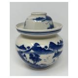 Traditional Porcelain Pickle Jar with Landscape Decoration