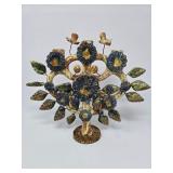 Hand‑Painted Ceramic “Tree of Life” Candelabra with Birds and Flowers