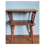 Early to Mid‑20th Century Two‑Tier Wooden Side Table with Turned Legs