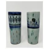 Tonala Jal, Mexico Hand‑Painted Ceramic Tumblers – Pair