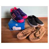 Mixed Footwear Lot – Adidas Sneakers, Minnetonka Moccasins, and Vans