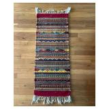Handwoven Kilim Runner Rug with Geometric Bands
