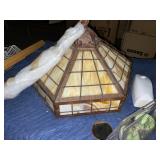 Tiffany slag glass hanging lamp VERY OLD