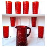 CRANBERRY GLASS HOBNAIL