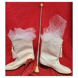 WHITE LEATHER COWBOY BOOTS MAJORETTE