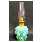 VASELINE GREEN GLASS OIL LAMP