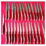 20 LAQUIOLE WOOD HANDLE STEAK KNIVES W BEE EMBLEM