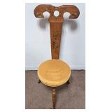 1945 WELCH SPINNING WHEEL CHAIR SOLID WOOD 3 LEGS