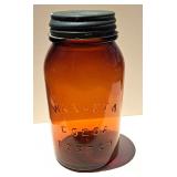 AMBER GLASS CANNING JAR BOSTON MASS