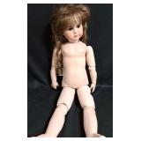 VINTAGE PORCELAIN JOINTED DOLL 26" T HALBIG #117