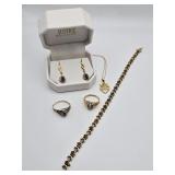 Several10K Gold Pieces (Sapphire Tennis Bracelet & Earrings, Necklace, And Rings) Several10K Gold Pieces (Sapphire Tennis Bracelet & Earrings, Necklace, And Rings)