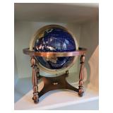 Gemstone Precious Stone 13" World Globe With Copper Base/Stand