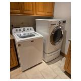 Maytag Washer And LG True Steam Front Load Dryer With Base