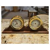 Vintage Chelsea Ships Clock And Barometer Set With Base