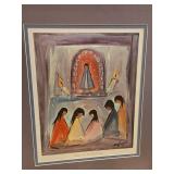 Ted Degrazia "Indians Very Very Silently Pray" Signed And Framed Print