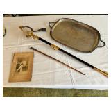 Early 1900’s sword, authentic photo, and swagger stick 