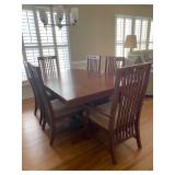 Presell item. Table 6/chairs, 2 leaves. $250