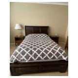 Presell item. Queen bed w/ like new mattress, $550.
