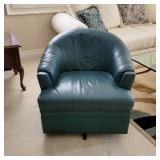 Blue leather club chair