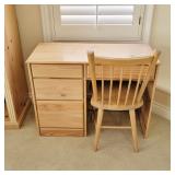 Pine wood desk with chair