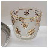 Vintage Libbey Glass Company golden foliage ice bucket