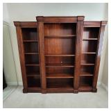 Mahogany 3-part fluted column lighted bookcase