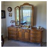 Vintage French Provincial Louis XV dresser with mirror