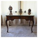 Antique French Provincial leather top writing desk (with keys for every lock)