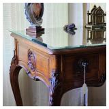 Antique French Provincial leather top writing desk (with keys for every lock)