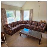 Sectional sofa and vintage Chinese hand carved 