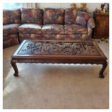 Vintage Chinese hand carved Huanghuali coffee table