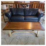 Blue leather sofa