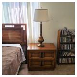 Vintage Spanish Revival nighstand and brass lamp