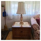 Mid century table, Vintage cherub lamp