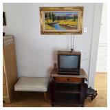 Vintage Quasar TV, Antique TV stand cart