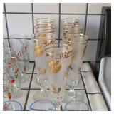 Vintage Libbey gold leaf Pilsner glasses