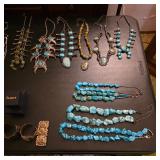 Vintage Native American jewelry, sterling silver and turquoise necklaces